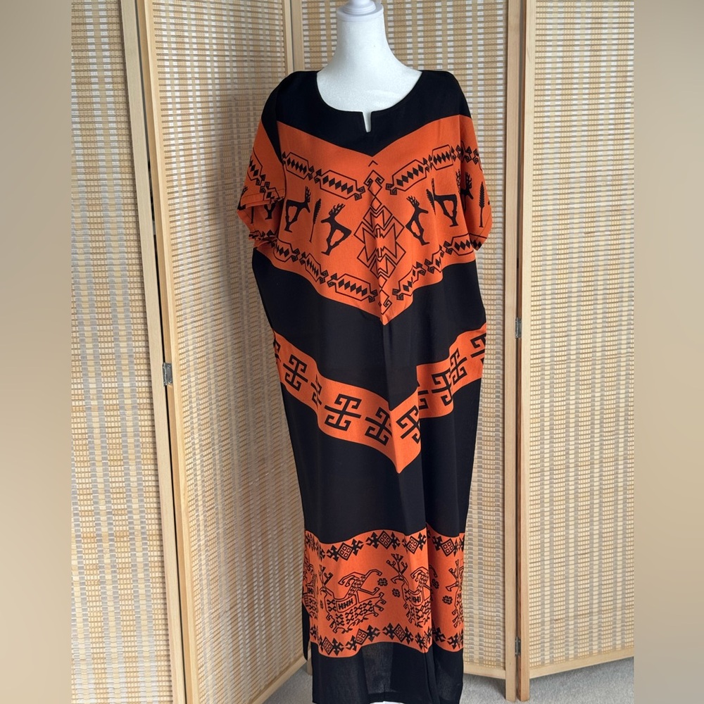 Chic Black and Orange Maxi Dress